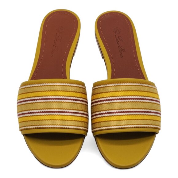 Loro Piana The Suitcase Stripe Sandals in Yellow $750 - Picture 4 of 13